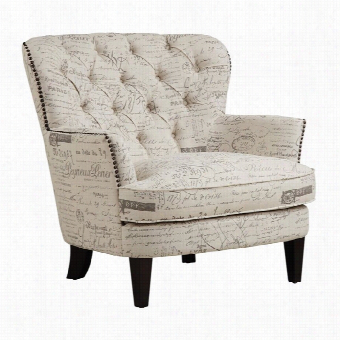 Pri Upholstered Accentuate Arm Chair In Paris Script Beige