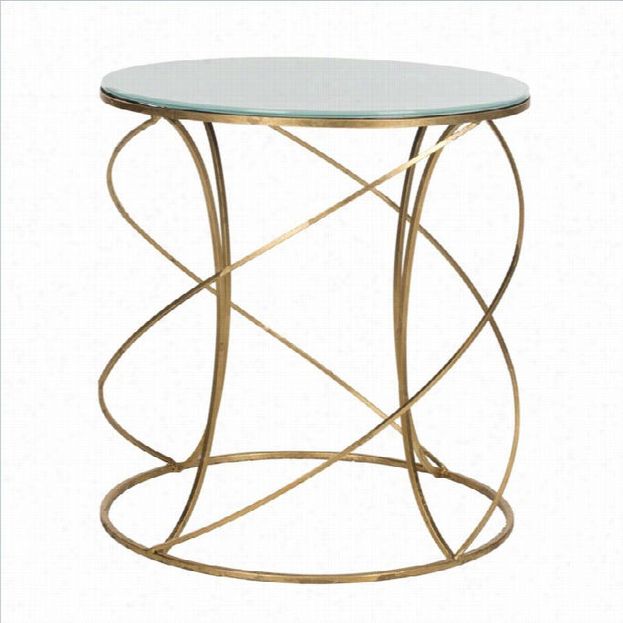 Safavieh Cagney Iron And Glass Accent Table In Gold And White