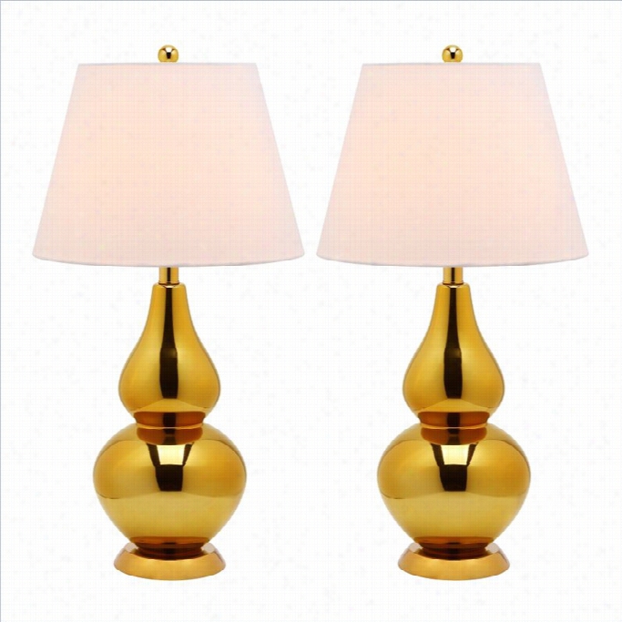 Safavirh Cybil Goass Double Gourd Lamp In Gold (set Of 2)