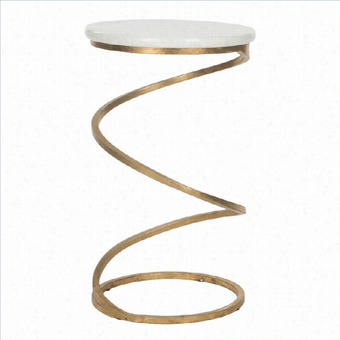 Safavieh N Evina Iron And Marble Accent Table In Gold And White
