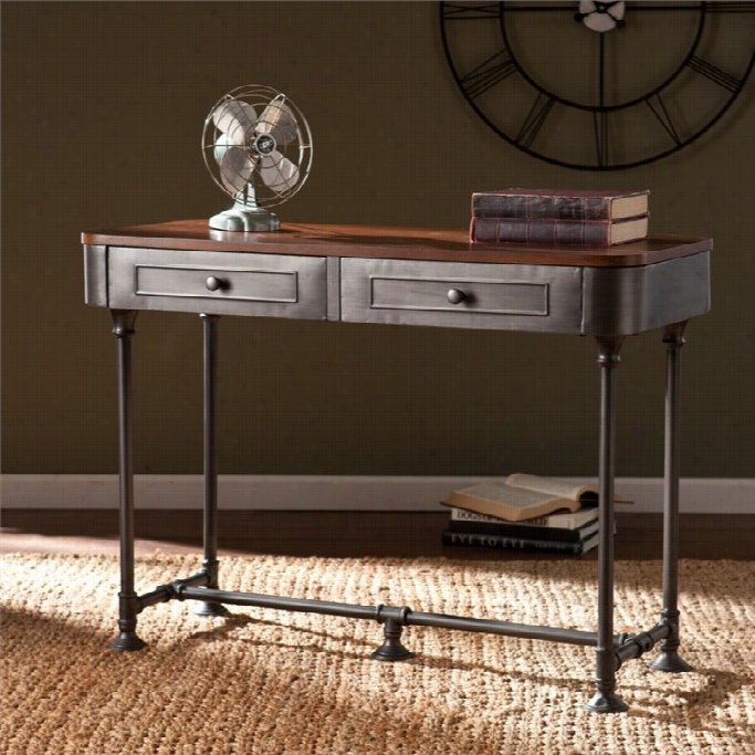 Southeen Enterprises Edison Console Table In Dark Tobacco And Gray