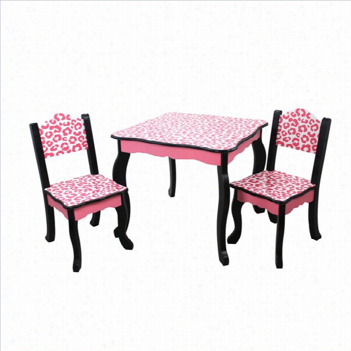 Teamson Kids Table And Chair Sets In Black And Pink Leopard