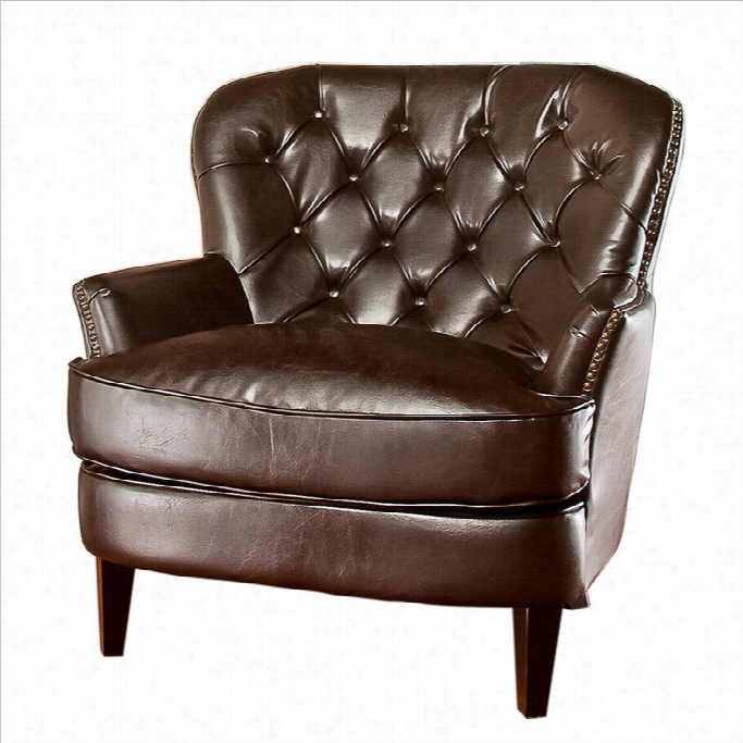 Trent Home Eknnedy Tufted Leathe Club Chair In Brown