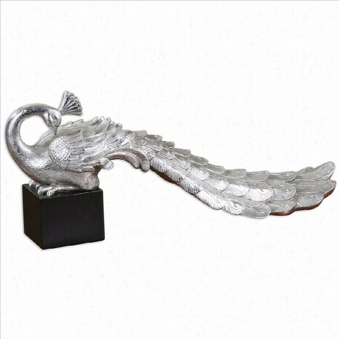 Uttermost Silver Peaccoc Statue In Metallic Silver