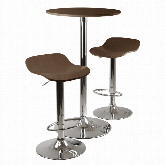 Winnsome Kallie 3pc Pub Table And Stools Set In Calpuccino
