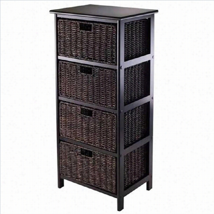 Winsome Omaha Storage Rack With 4 Foldable Baskets In Black