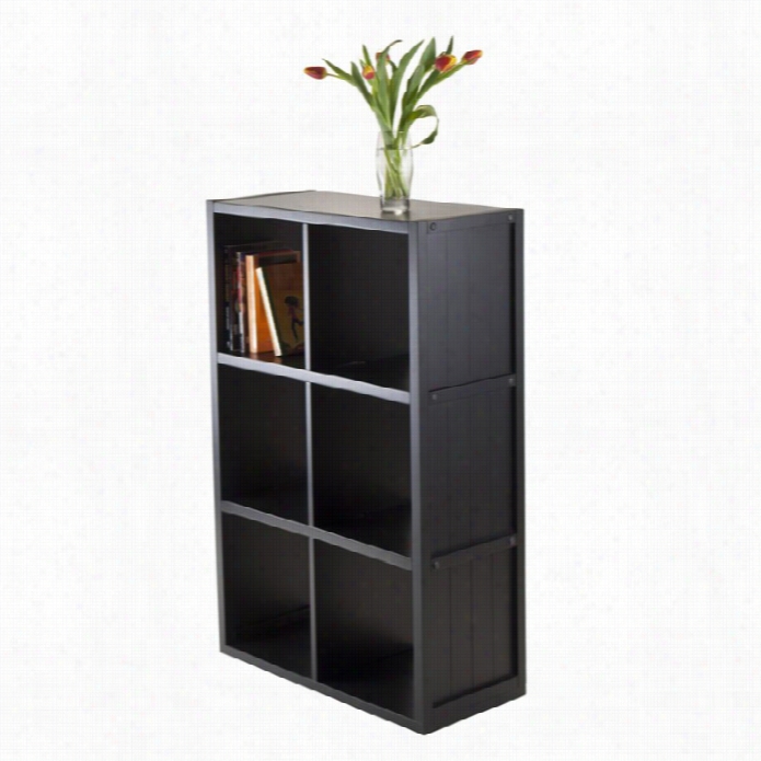 Winsome Timothy 3x2 Shelf With Wainscoting Panel In Black