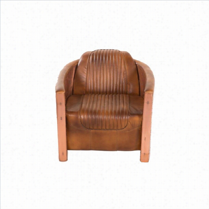 Yos Emite Accent Chair In Aged Ccopper With Brown Leatber