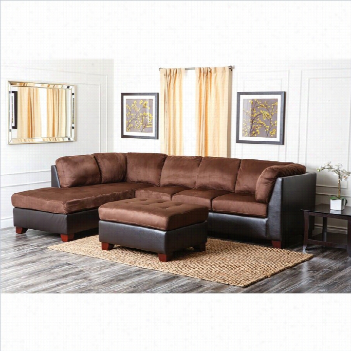 Abbyson Living Channa Micro-suede Sectional Sofa Set In Dark Trffle