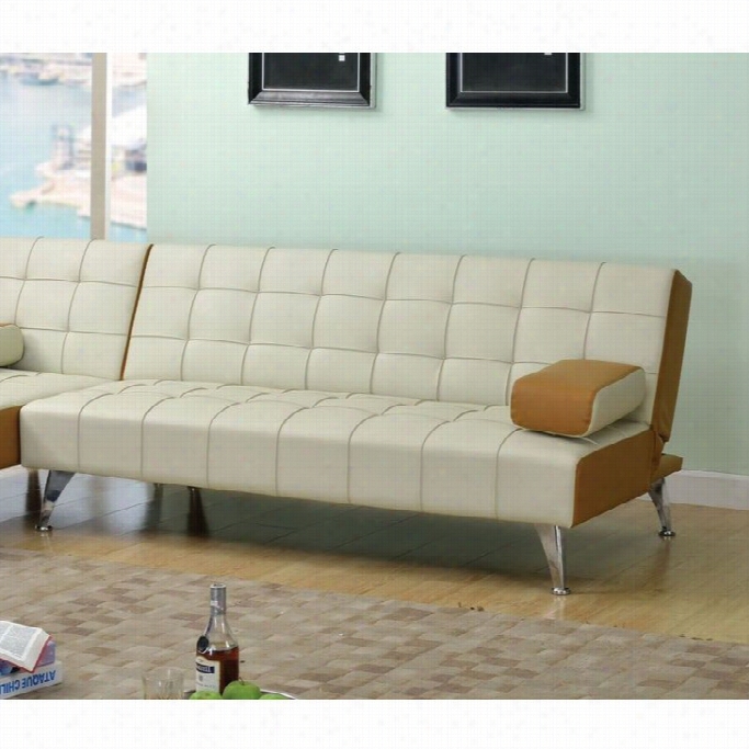 Acme Furniture Lyttonf Aux Leather Sofa In Beeige And Brown