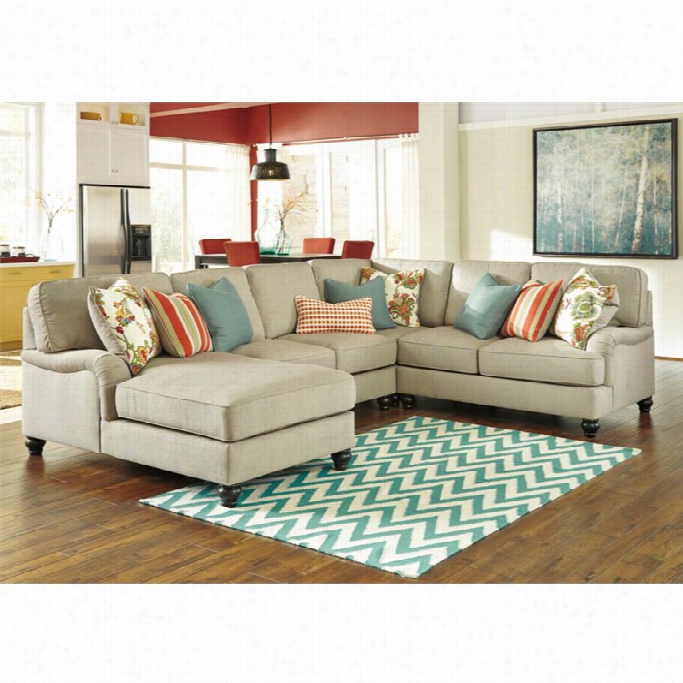 Ashley Kerridon 4 Piece Fabric Left Chaise Sectionla In Putty