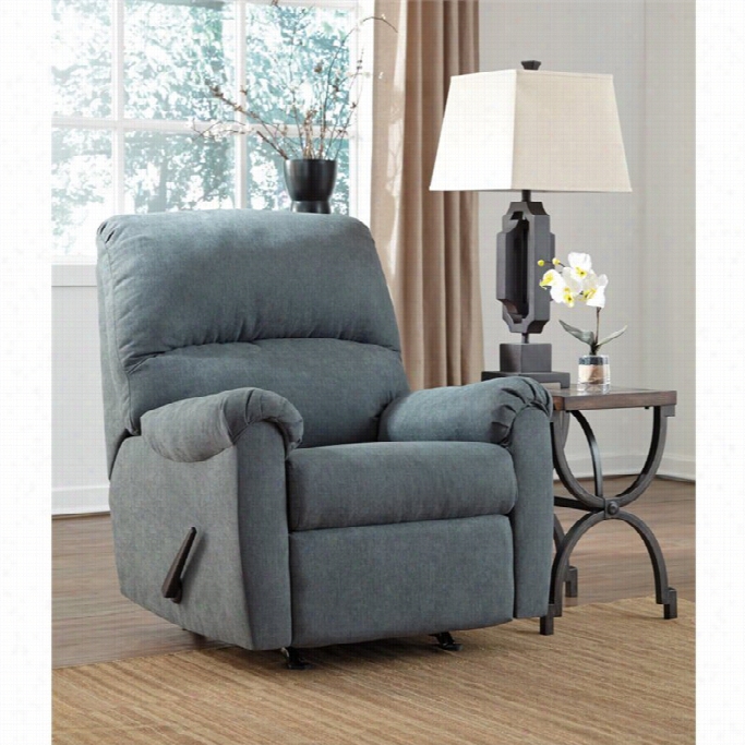 Ashley Zeth Ffabric Rocker Recliner In Denim