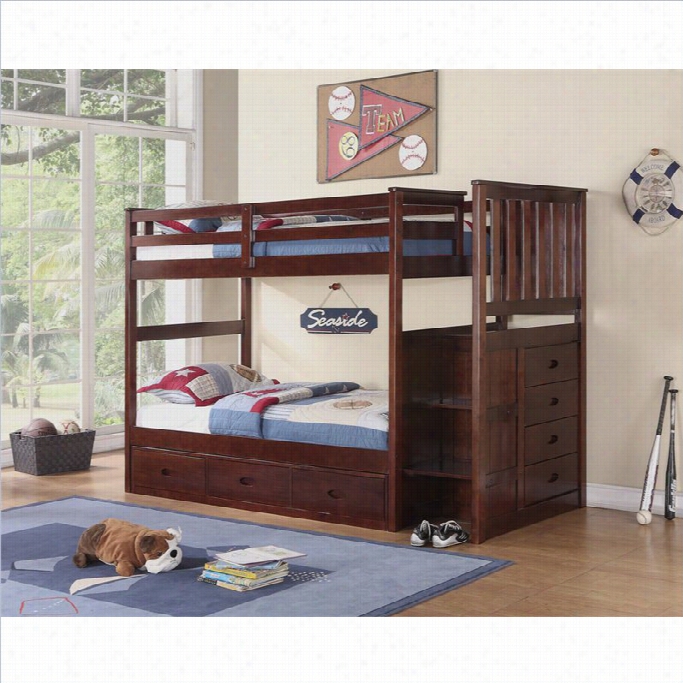 Boraam Twin Over Twin Bunk Bed Set In Cappuccino