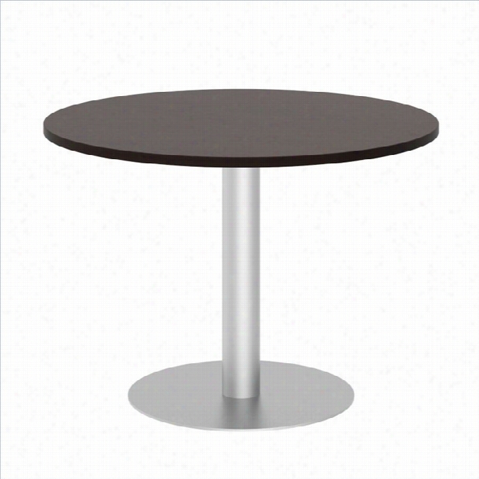 Bush Bbf 42w Round Coference Table Kit - Metal Disc Base In Mochacherry