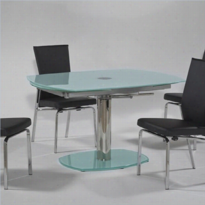 Chintaly Tasha White Glass Extendable Dining Table In Stainless Steel