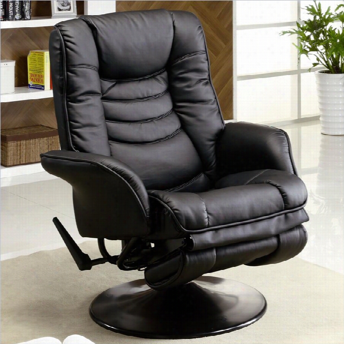 Coaster Faux Leather Recliners Casalswivel Recliner Chair In Black