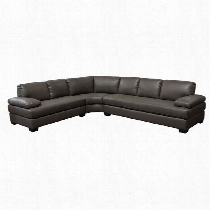 Diamond Sofa Vanity 3 Piece Leather Sectional In Gray