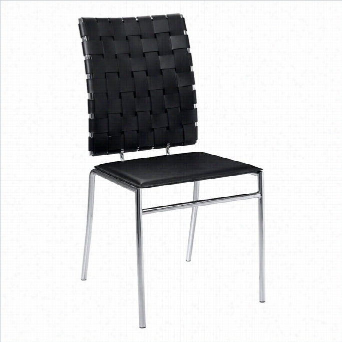 Eurostyle Carlsen Black Leather Dining Chair