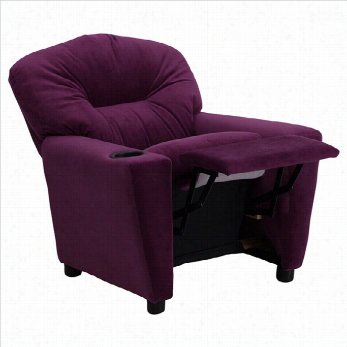 Flash Furniiture Kida Recliner In Purple With Cup Holder