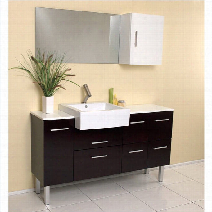 Fresca Stella Sreio Bathroom Vanity In Espresso-versa In Brushed Ni Ckel