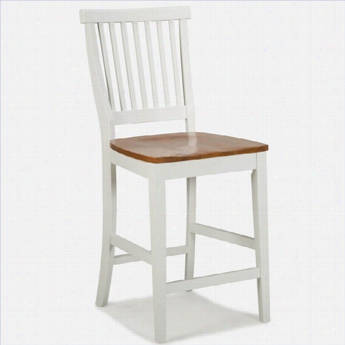 Home Styles Woodbriidge 24 Counter Kitchen Stool In White And Oak