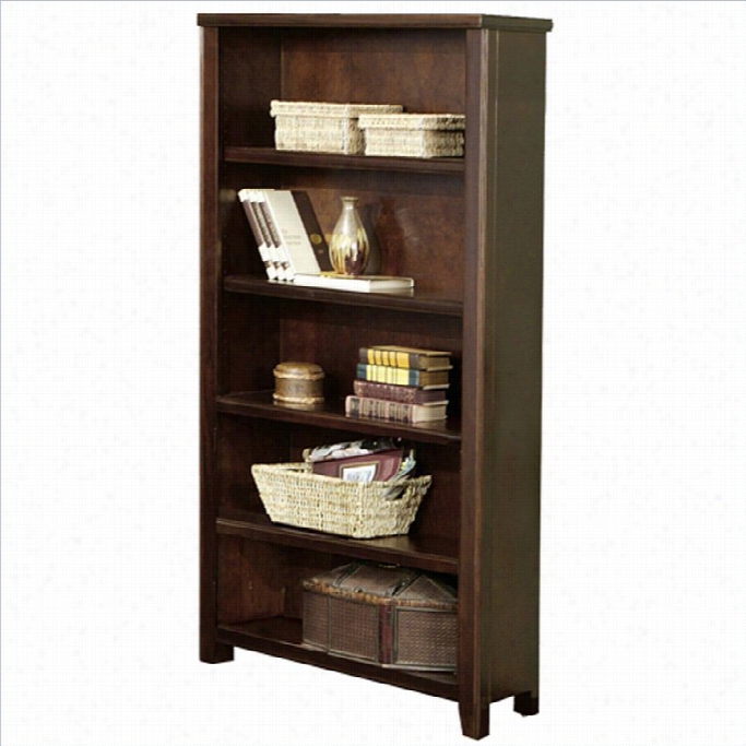 Kathy Ireland Home By Marin Tribeca Loft 5 Shelf Open Wood Bookcase In Cherry