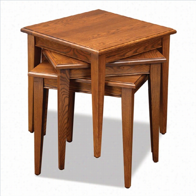 Leick Furni Ture  Ffavorite  Finds Stacking Table Set In Medium Oak Finish