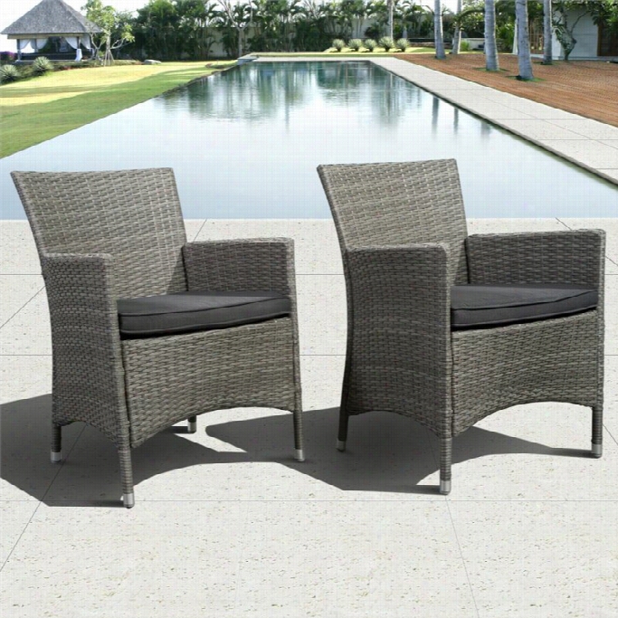 Liberty Set Of 2 Deluxe Patio Wicker Armchair In Grey