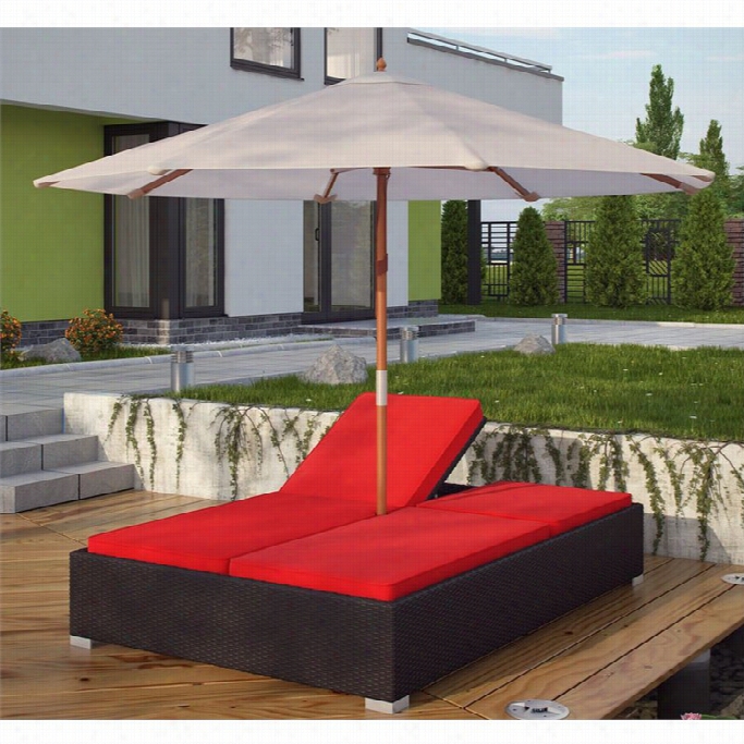 Modway Arrival Patio Chaise In Espresso And Red