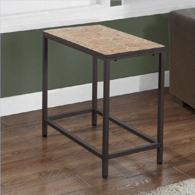 Monarch Accent Verge Table In Hammered Brown With Terracotta Tile Top