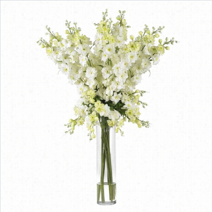 Closely Naturaal Delphinium Silk Flower Arrangemdnt In White