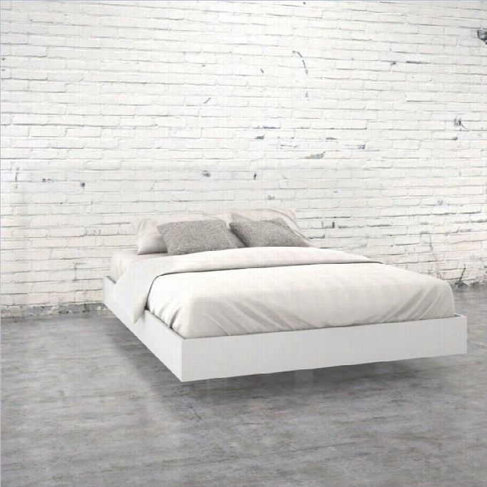 Nexera Acapella Queen Size Platform Bed In White And Melamine