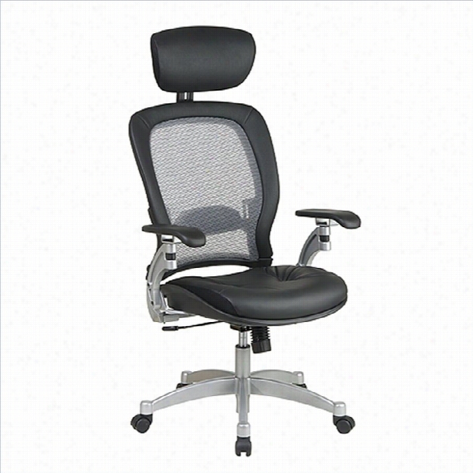 Office Stas Pace Collection: Air Grid Back Executive Leather Office Chair W/adjustable Headrest