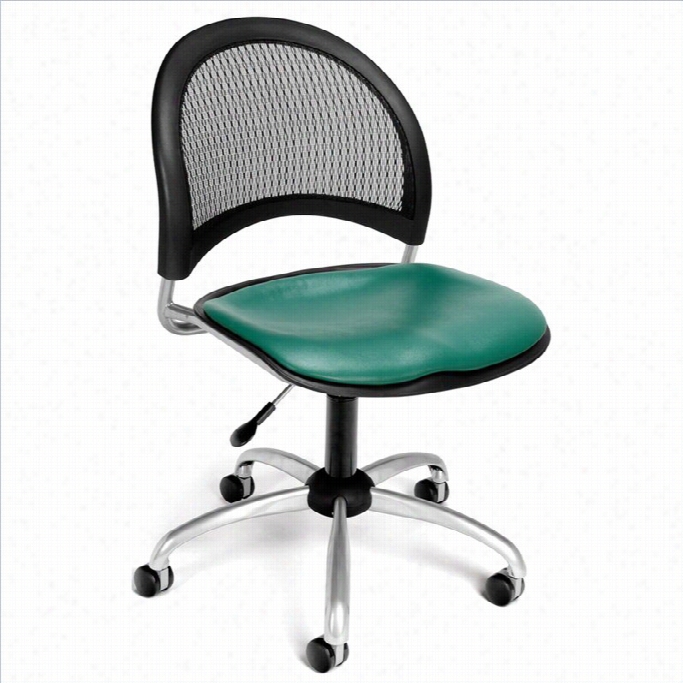 Ofm Moon Swivel Vinyl Office Chair In Teal