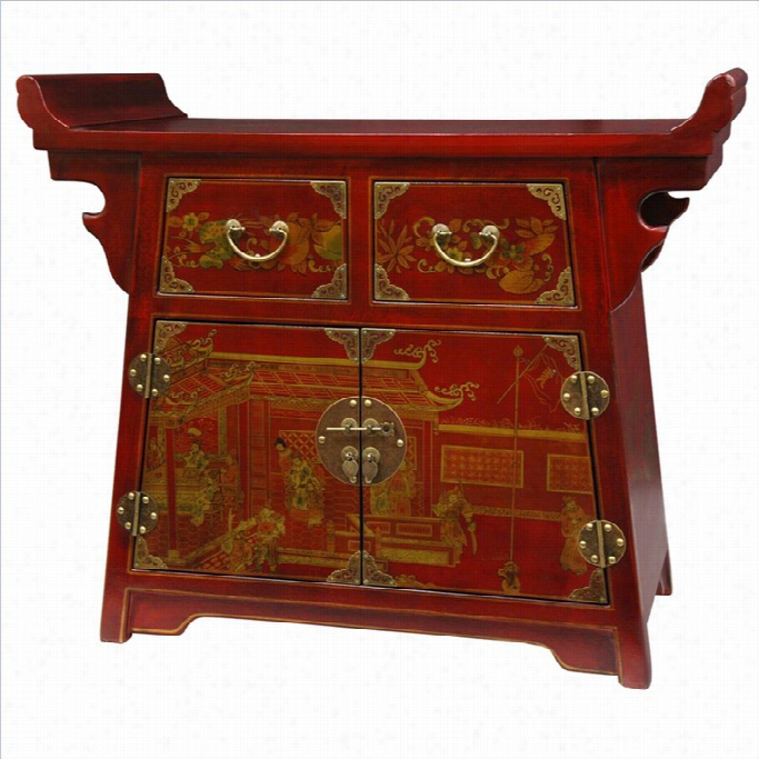 Orienta1 Furniture Village Life Altar Accent Chest In Red