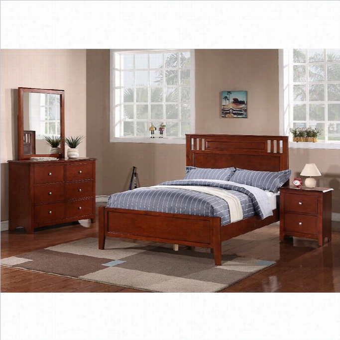 Poundex 4 Piece Bedroom Set In Medium Oak-twin