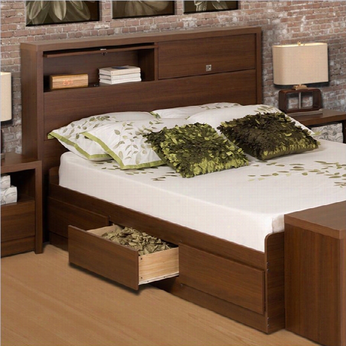 Prepac Sereis 9  Dexiigner Bed In Medium Brown Wapnut