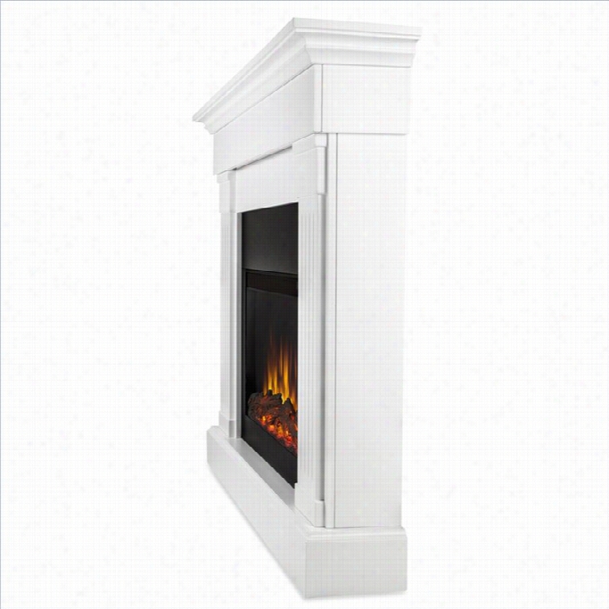 Real Blaze Crawford Electric Slom Line  Fireplacd In White