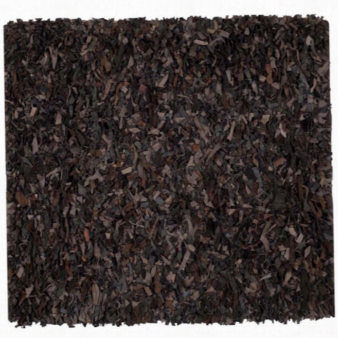 Safavieh Leather Shag Dark Brown Shag Rug - Square 4'