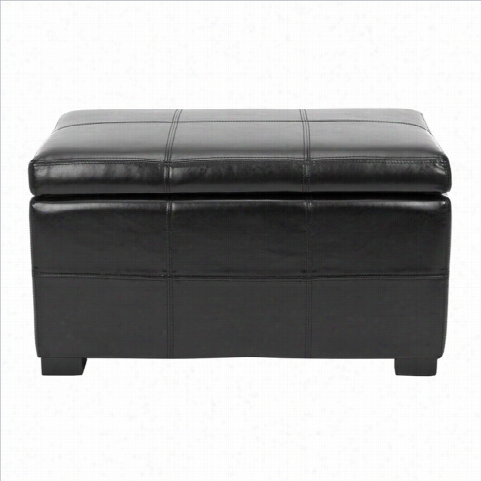 Safavieh Lucas Bicast Leather Storage Bench In Black