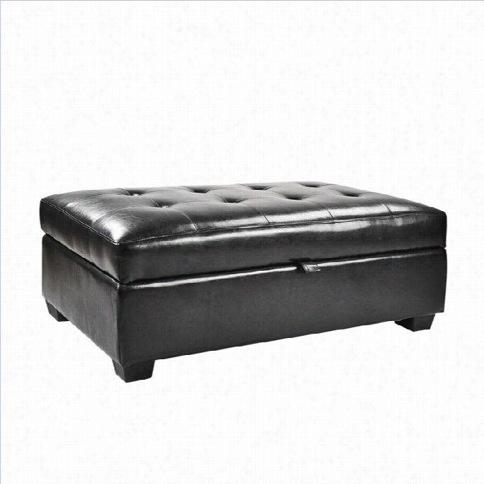 Sonax Corliving Antonio Storage Ottoman In Blackbonded Leather