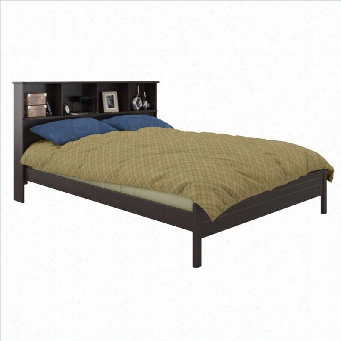 Sonax Corliving Ashland Full Double Bed With Bookcase Headboard In Espresso