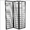 Oriental Furniture 5 ' Tall Window 3 Panel Shoji Screen in Black