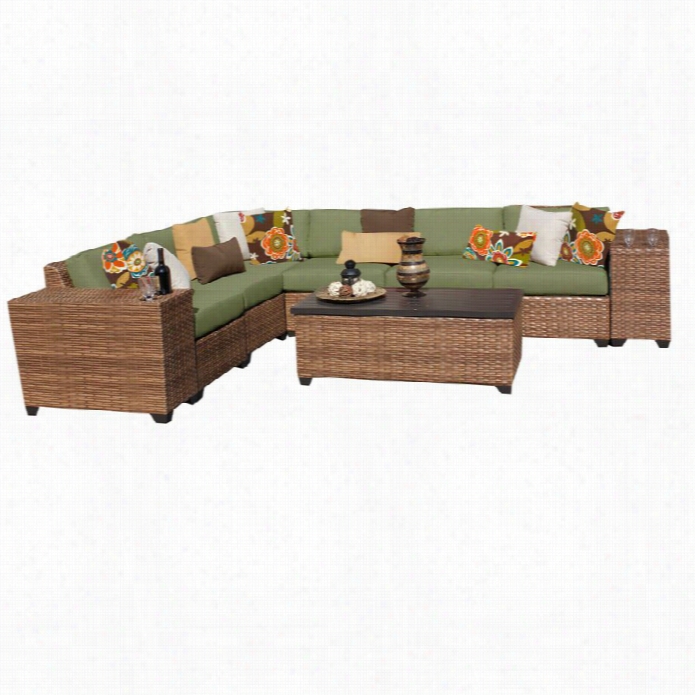 Tkc Laguna 9 Piece Exterior Wicker Sofa Set In Cilantro