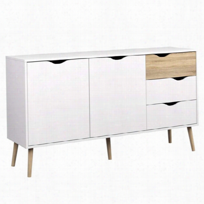 Tvilum Dian Asideboard With 2 Doors And 3 Drawers In White Oak