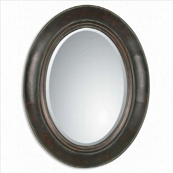 Uttermost Tivona Oval Copper Mirror In Distressed Dark  Chestnut