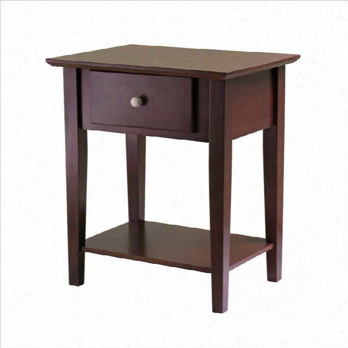 Winosme Shaker Nightstand With Drawer In Antique Wanlut Finish