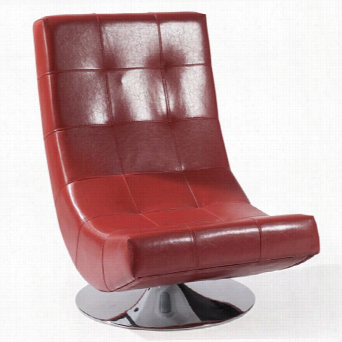 Armen Li Ving Mario Leather Swivel Accent Chair In Red