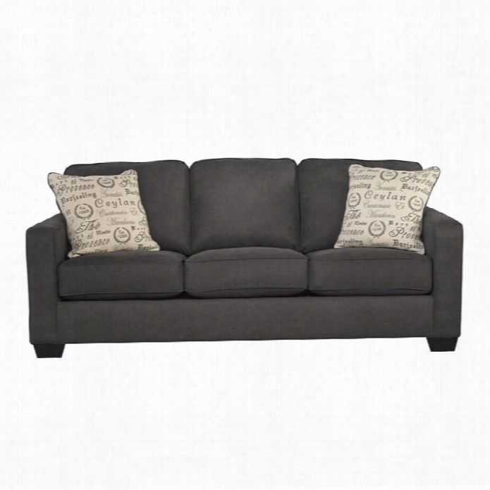 Ashley Alenya Microfiber Queen Size Sleeper Sofa In Charcoal