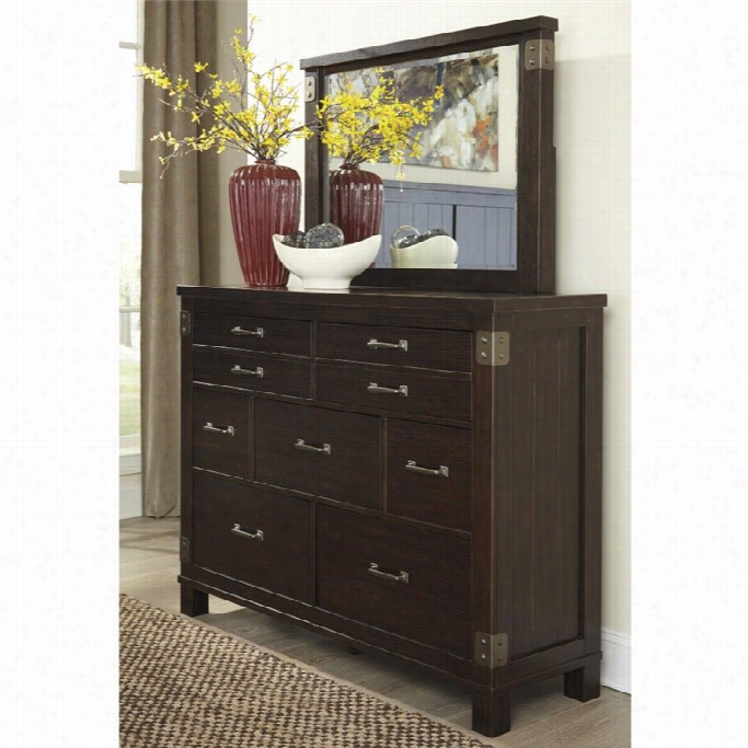 Ashley Haddigan 2 Piece Wood Dresser Set In Dark Brown